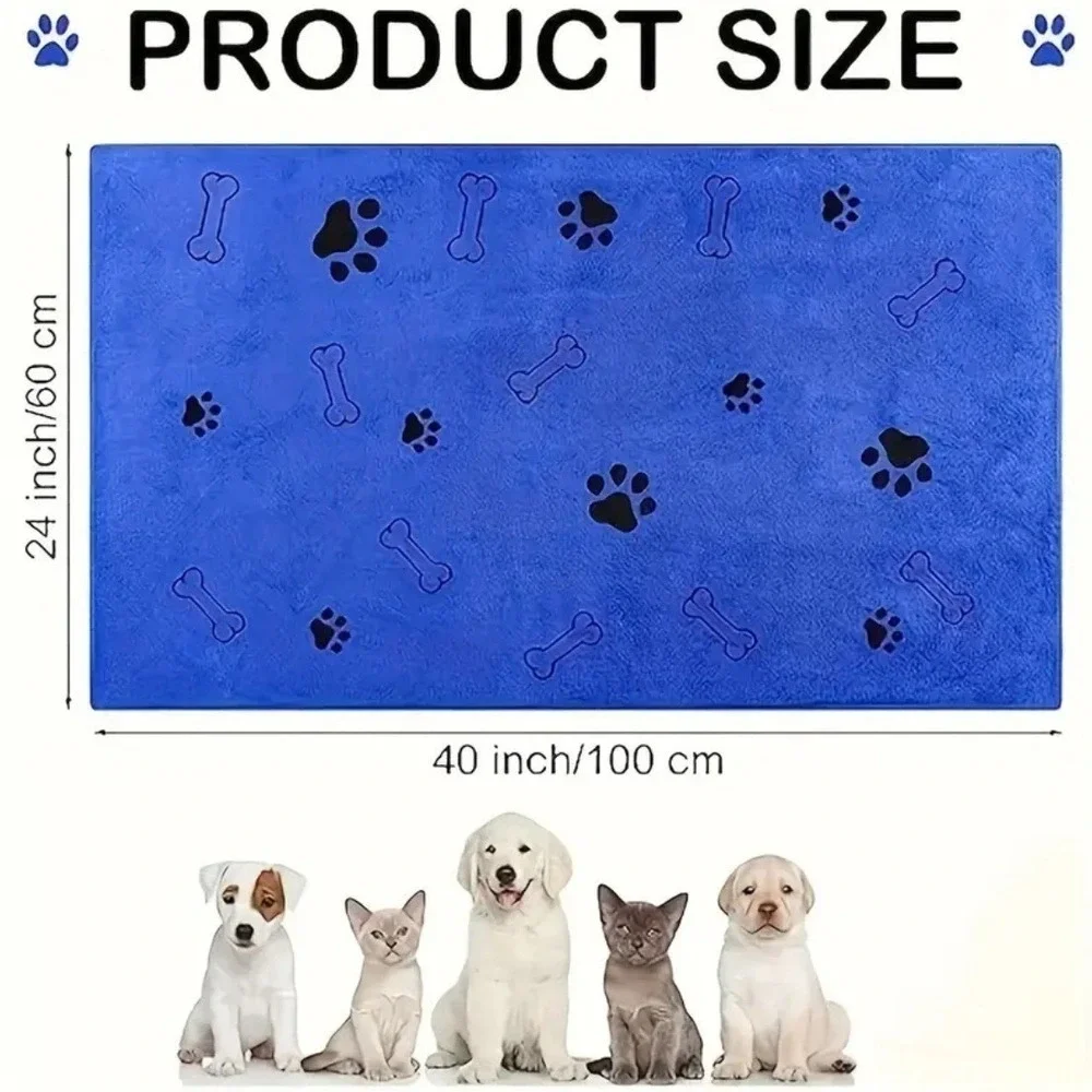 Toallas de microfibra superabsorbentes para mascotas, 60‎ x 100 cm, paquete de 2